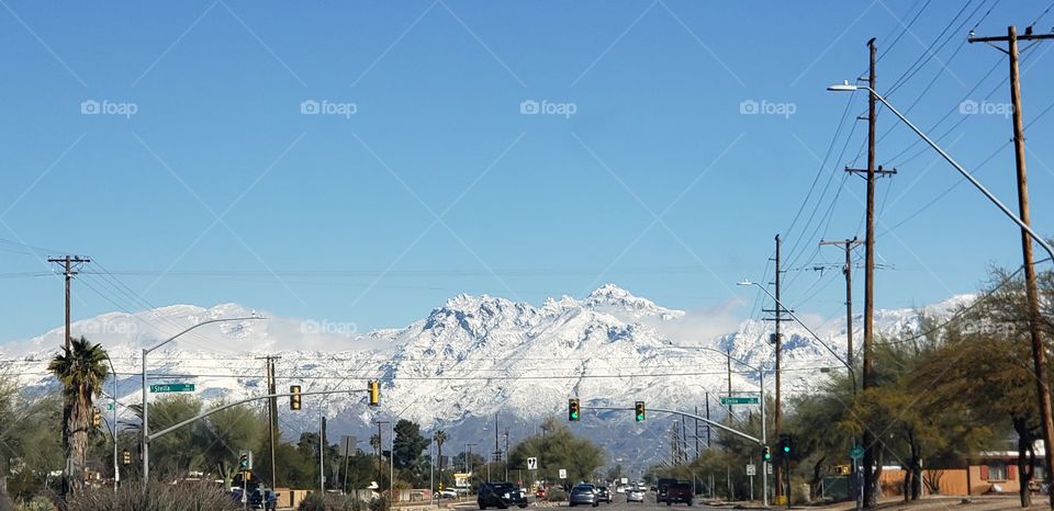 snow covered mountains