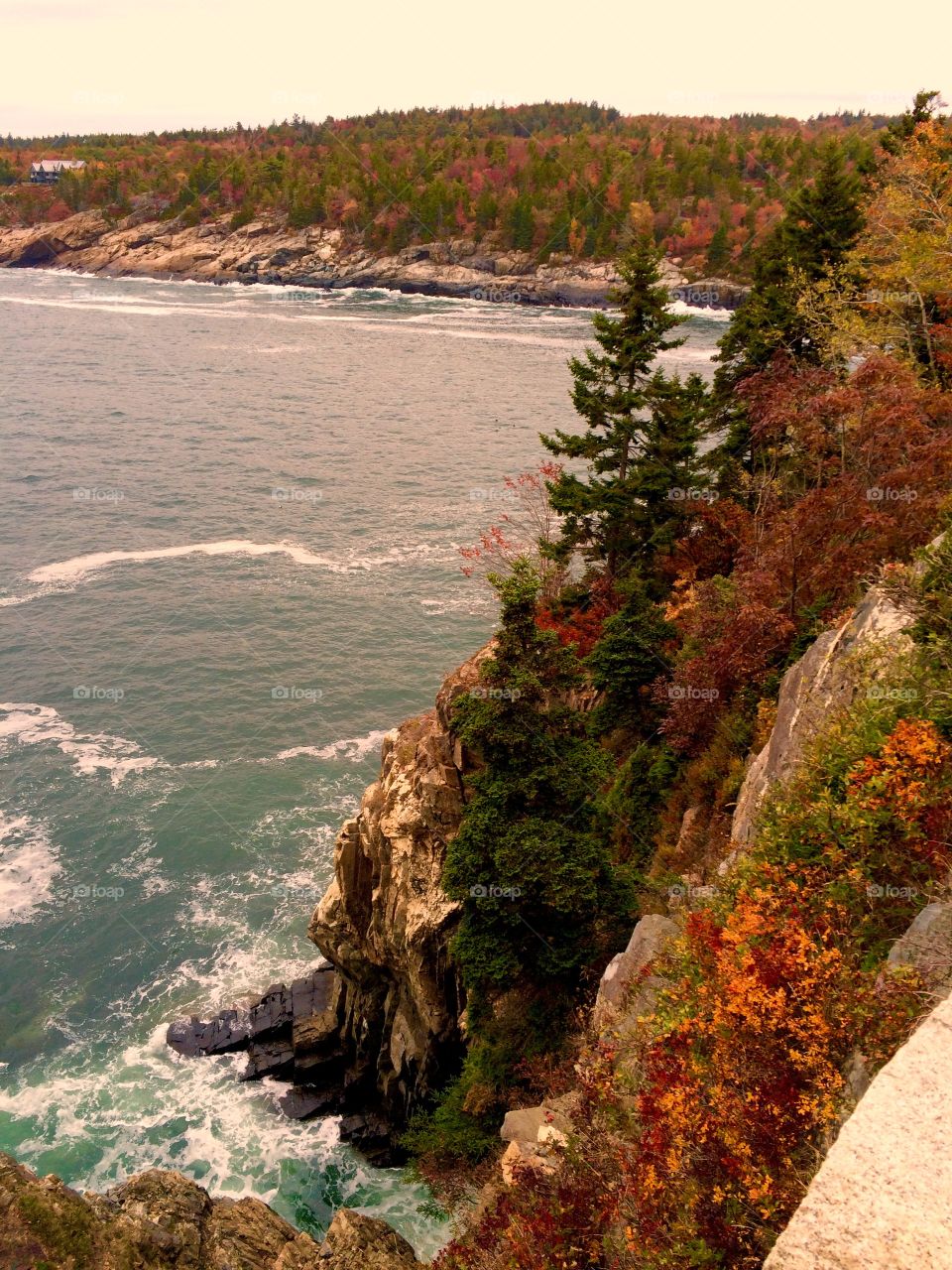 Surf at rocky coastline