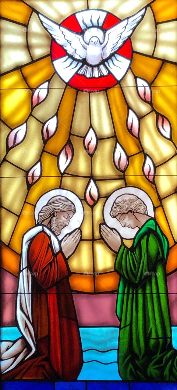 Stained Glass image of the Pentecost 