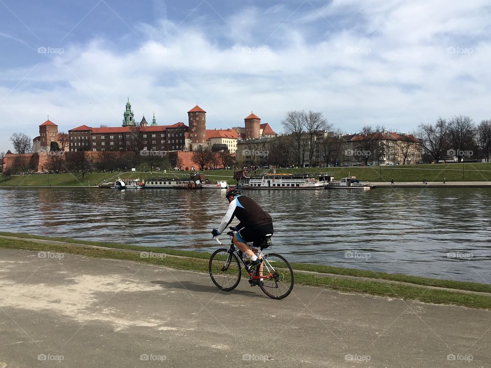 Recreation by the river, Wawel castle, Kraków Poland.