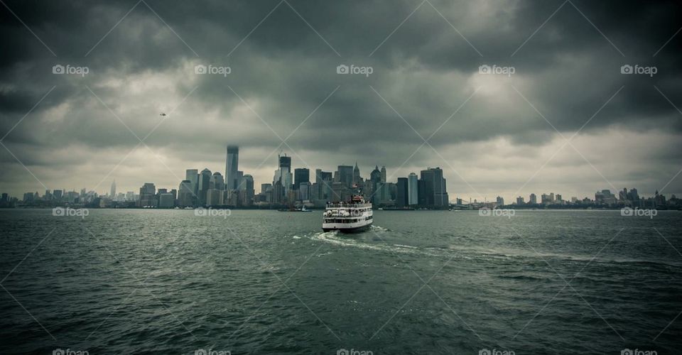 Clouds over Manhattan skyline