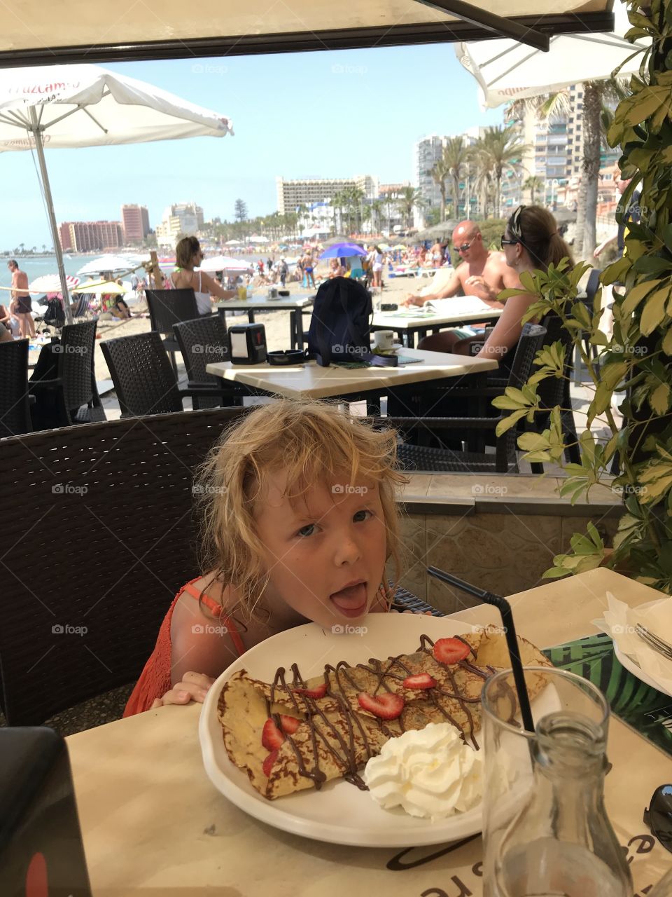 Pancakes (or crepes) were extra tasty after swimming in Benalmádena, Spain 