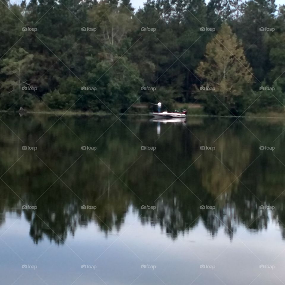 fishing, lake, boat, nature