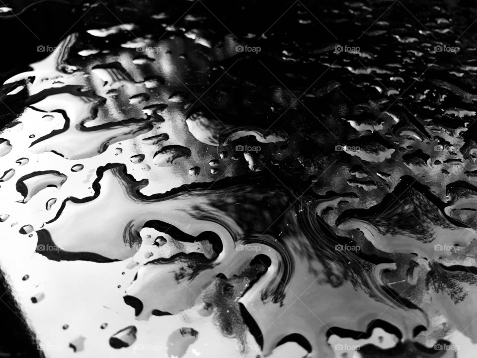 Water on black background 
