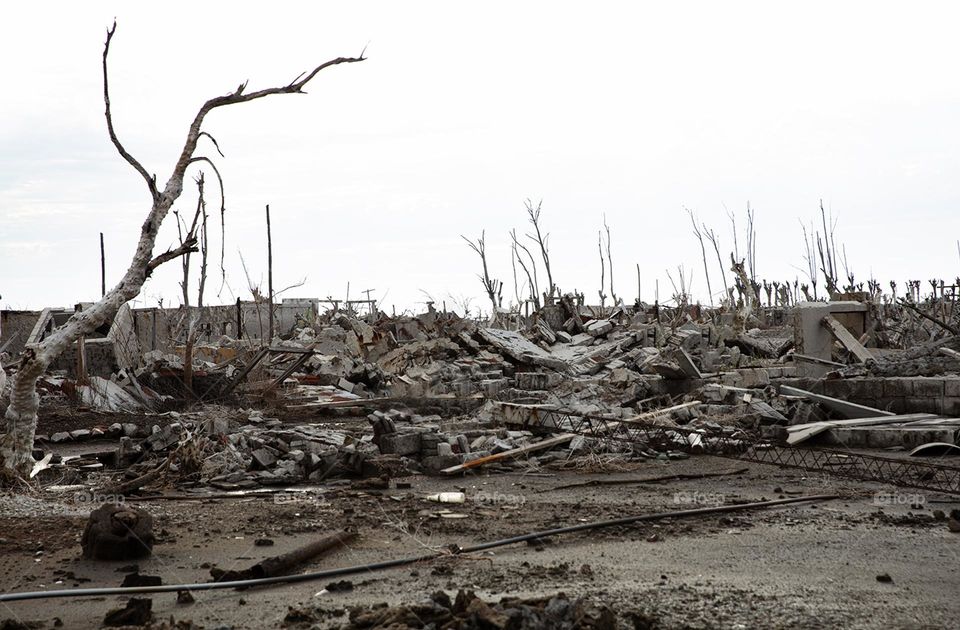 Village destroyed and abandoned by earthquake 