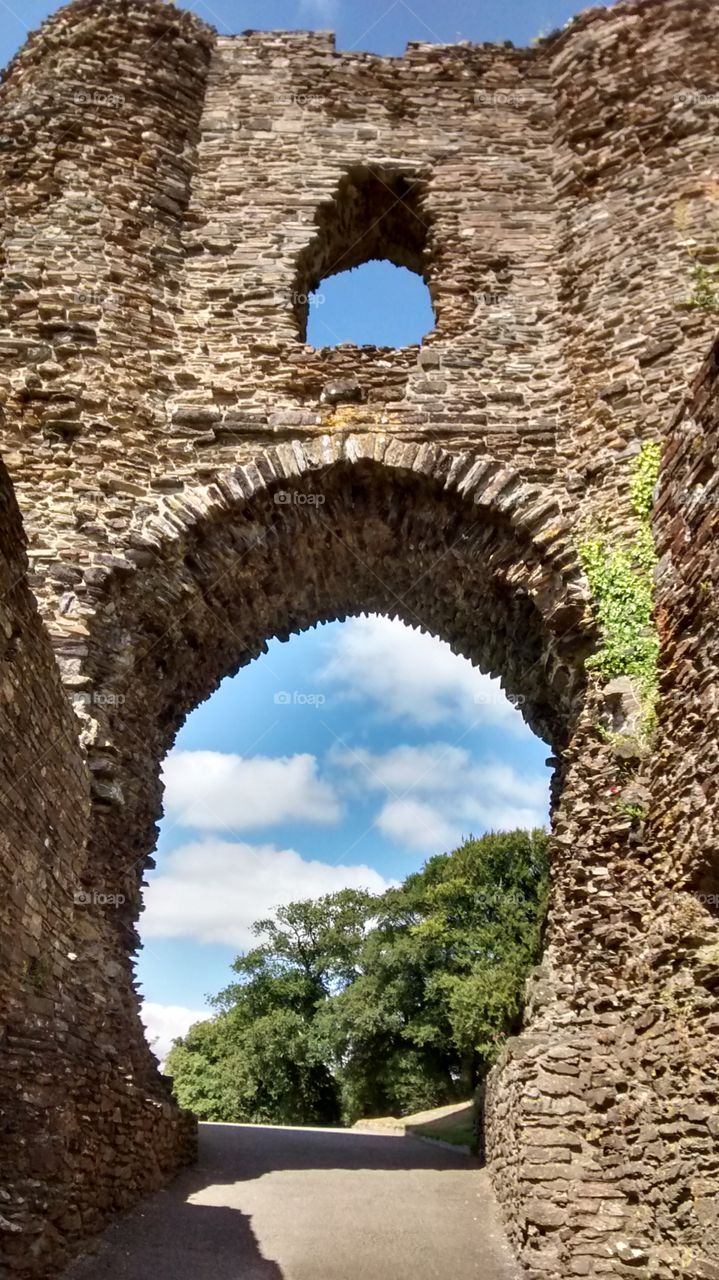The archway leading into Launceston Castle, Cornwall, UK.