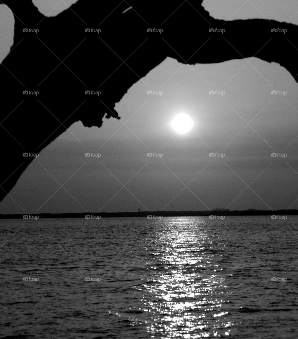 Black and White sunset over the bay