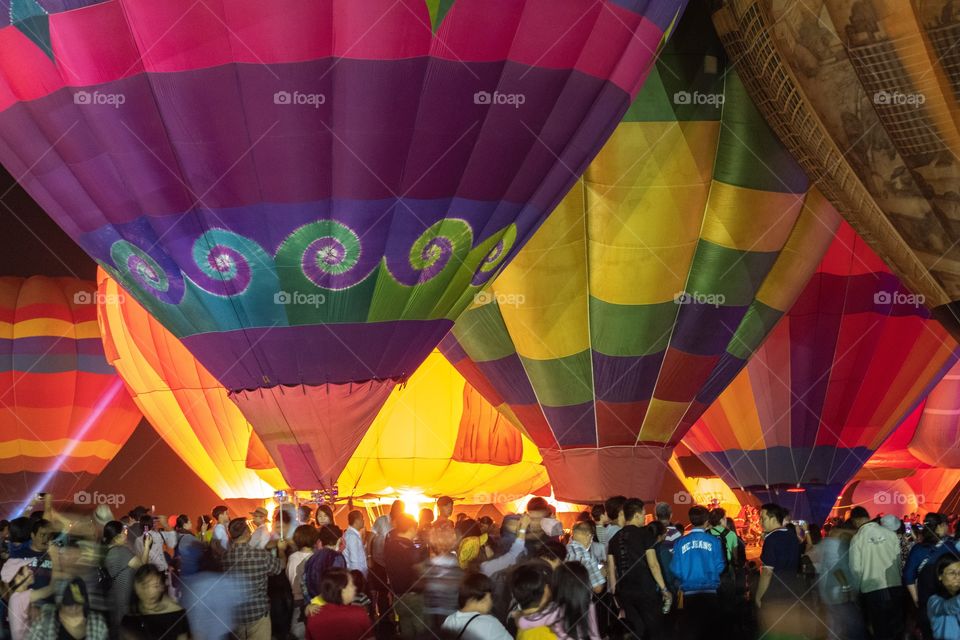 The beautiful colorful balloon night 