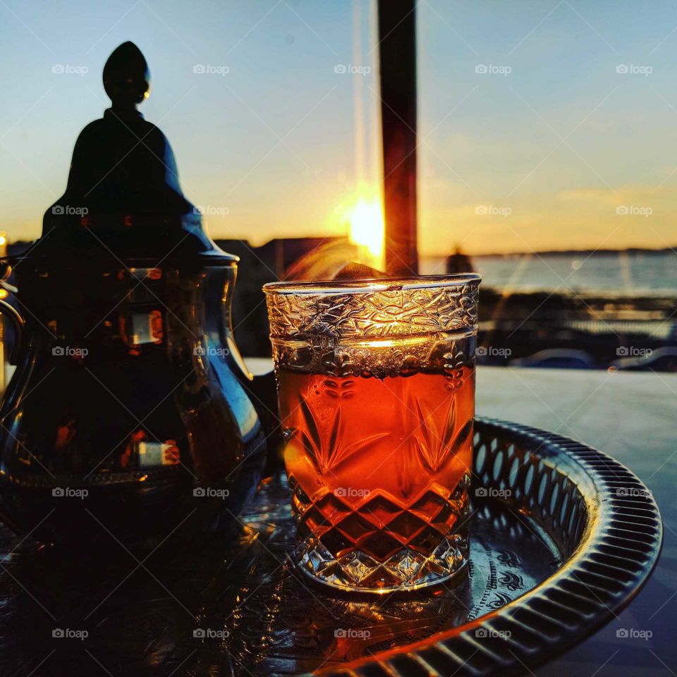Sunset with a delicious Morrocan tea.