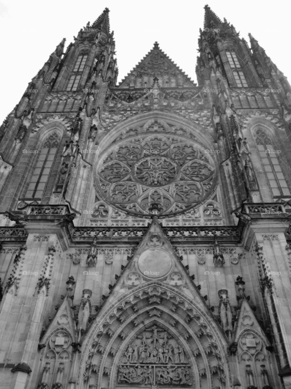 Prague cathedral in black and white 
