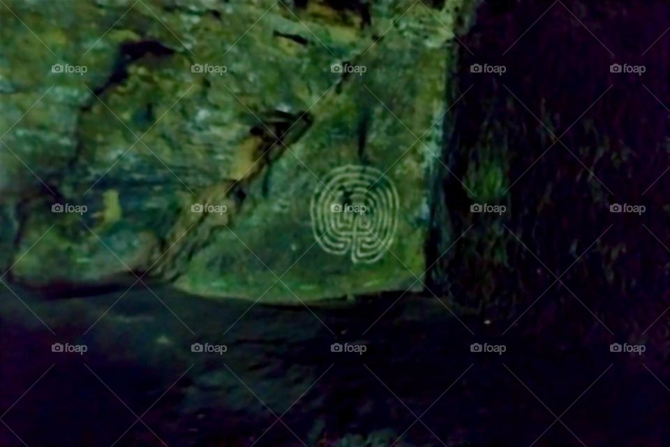 This is the “Steinkirche”, the “Stone Church” in the “Harz” mountains by “Scharzfeld”, „Harz”, “Saxony-Anhalt” in former “E Germany”. A spiral was carved into a rock long before it was a Christian church in medieval times. 2024. Hypnotic Productions