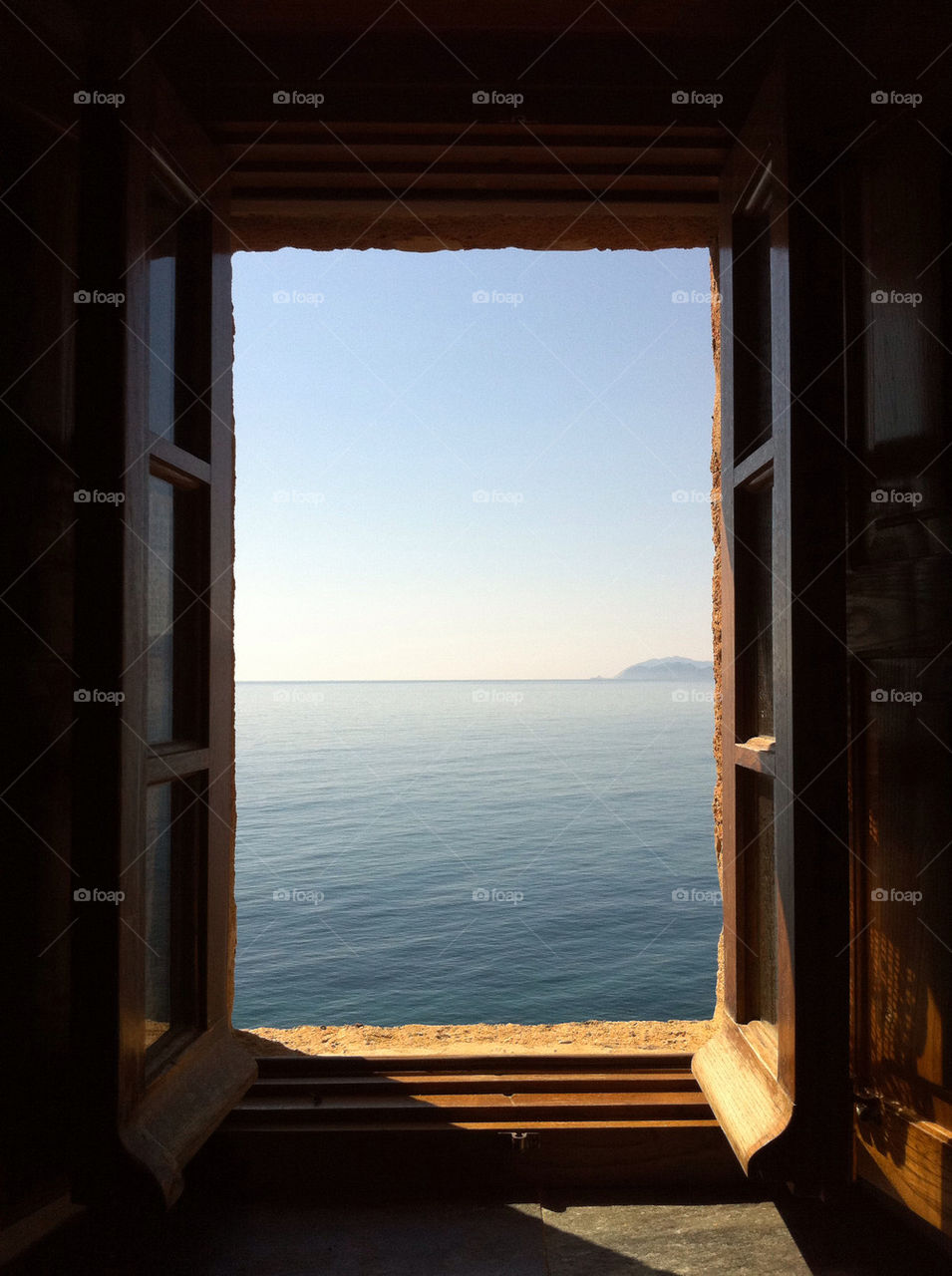 Sea view through window