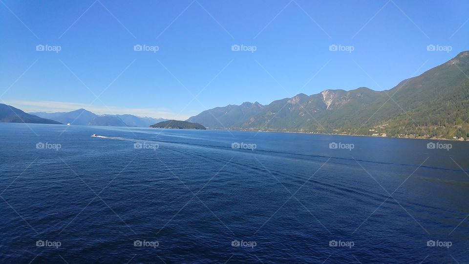 Vista on a Clear Day in Strait of Georgia, British Columbia