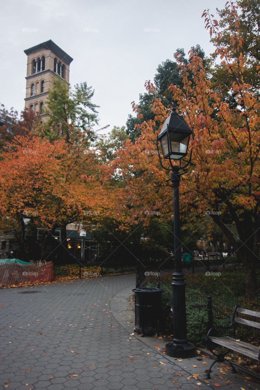 Lamp post in Washington Square Park