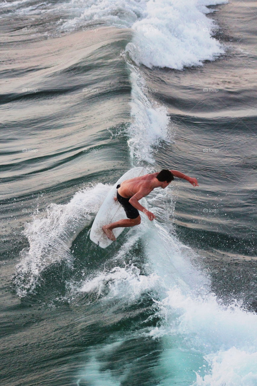 Surfing in Manhattan Beach 