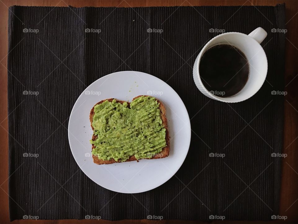 Toast smashed avocado and coffee