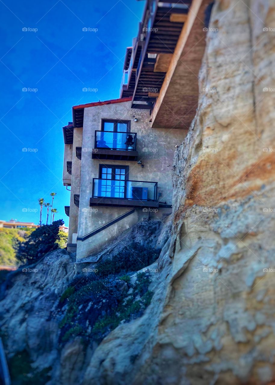 Beach House in a Cliff! Perfect Canvas Art, Metal Art, Beach Decor $