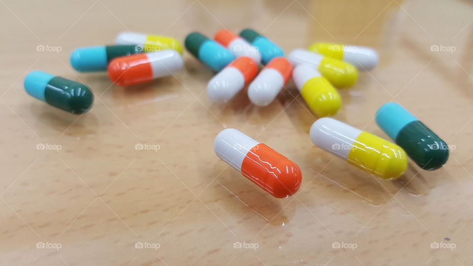 colorful capsule pills on
