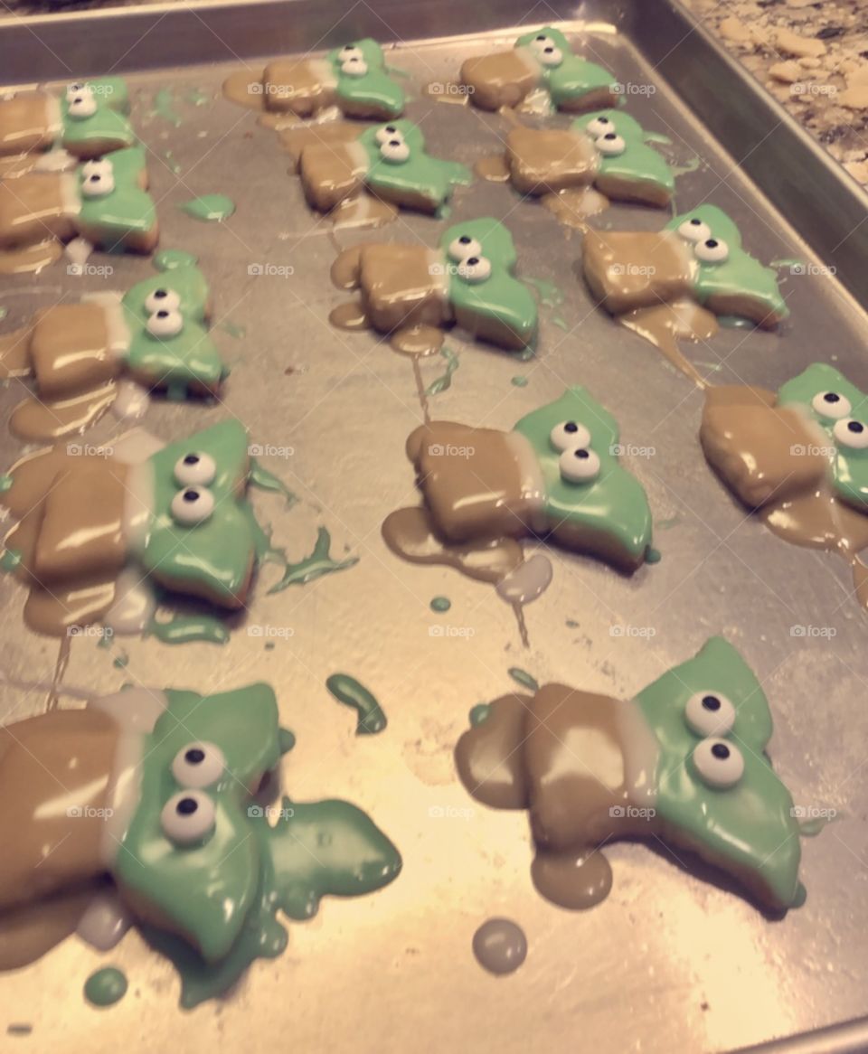 Baking some delicious Baby Yoda Christmas cookies and enjoying them with my fur child! These took way too long to make! 