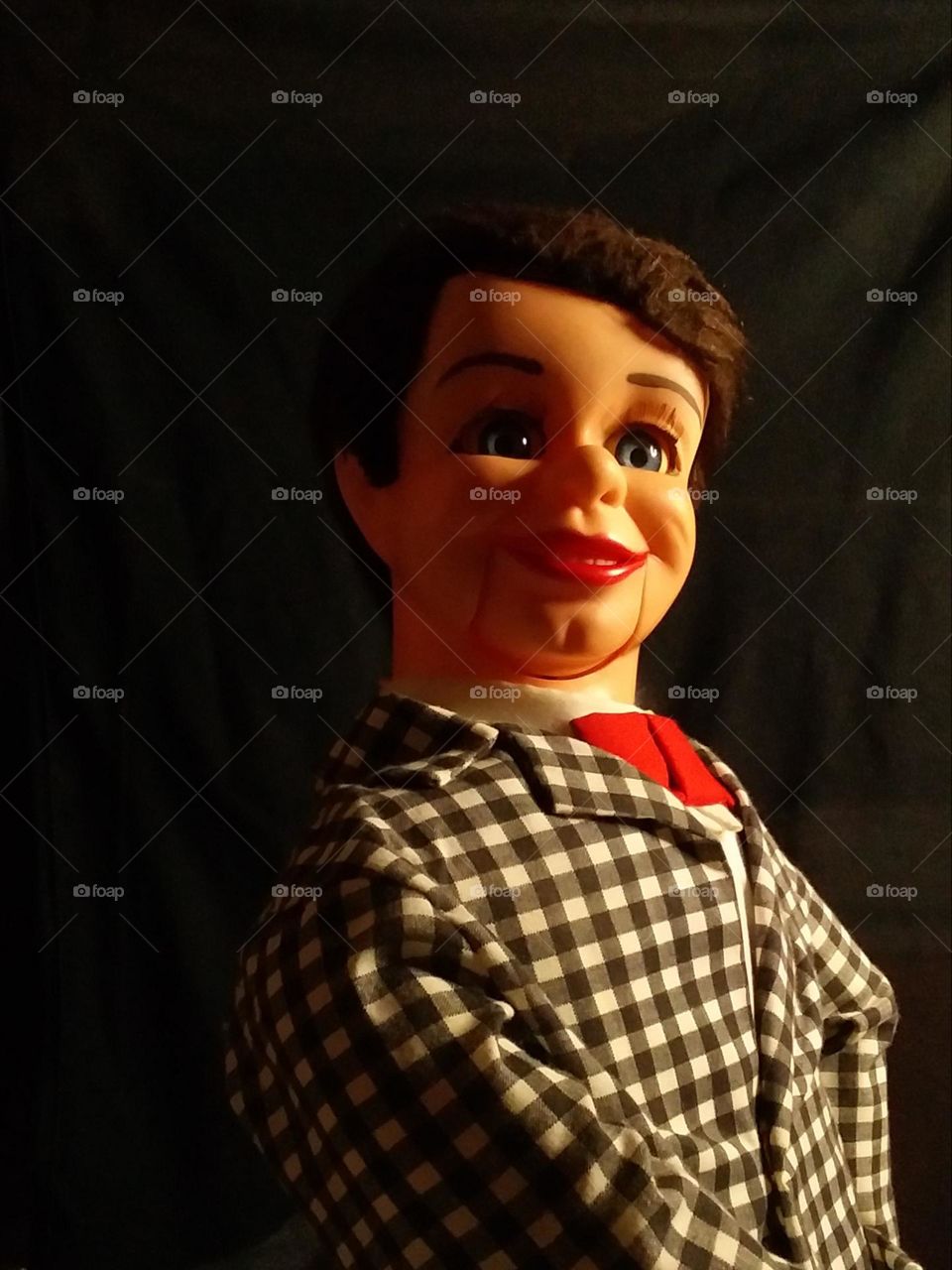 Portrait of ventriloquist dummy with Rembrandt lighting