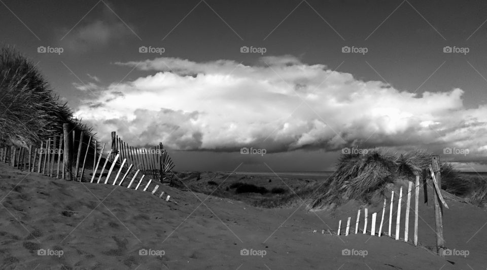 Monochrome, Beach, No Person, Sunset, Sea