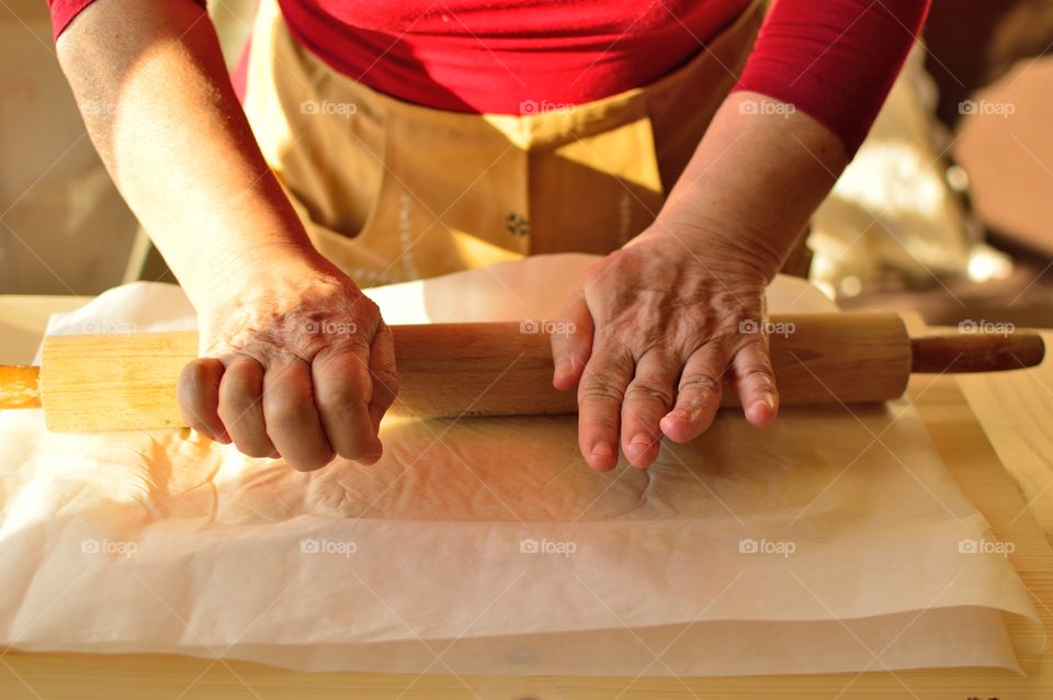 My grandmother preparing the cookie dough