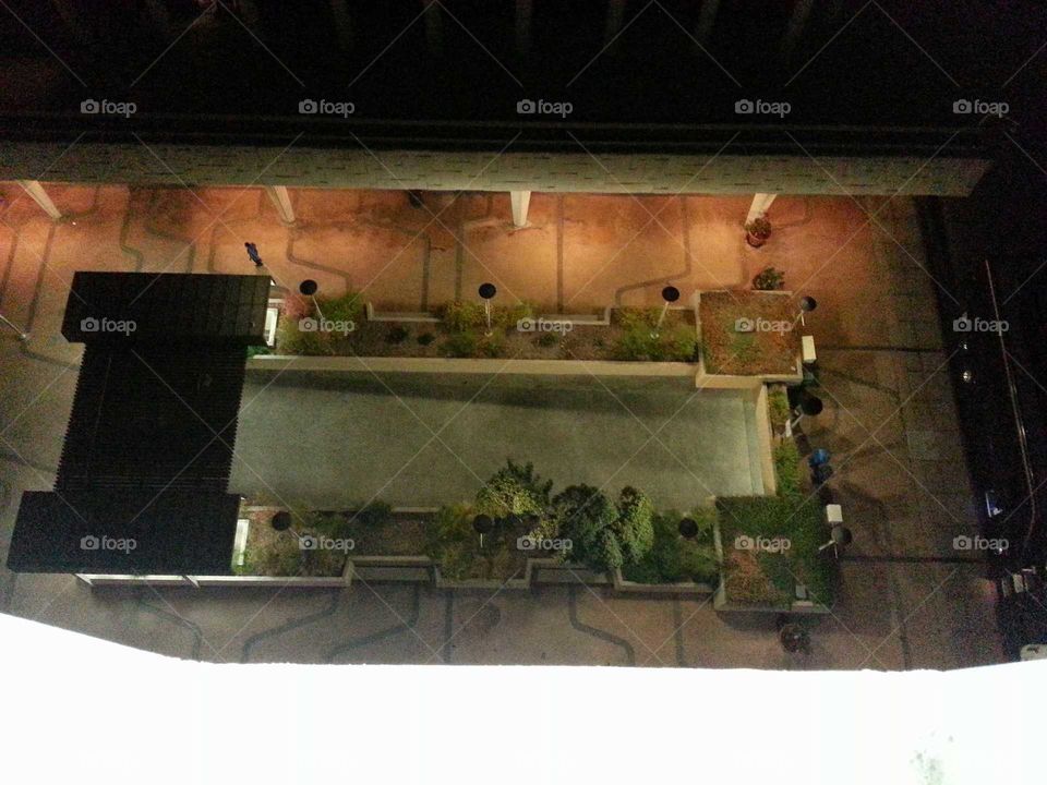 Top floor looking over the edge of the Radisson Hotel in Fresno California