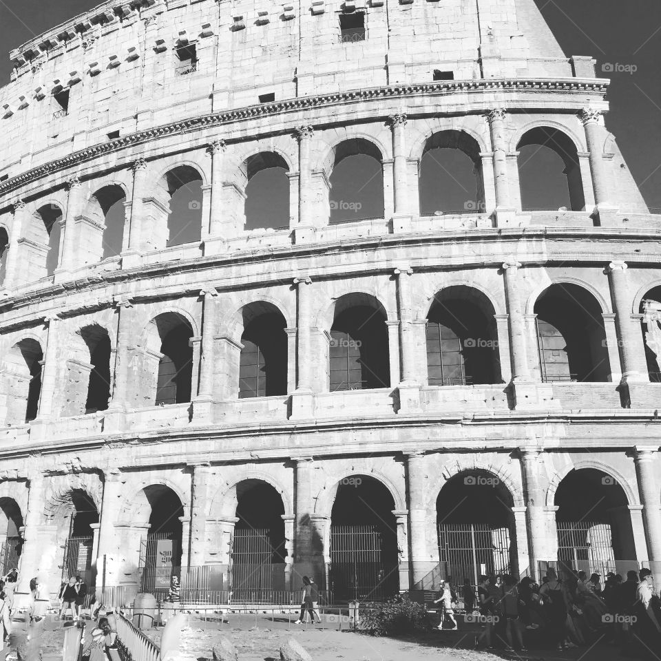 Black & White image of The Coliseum in Rome, Italy
