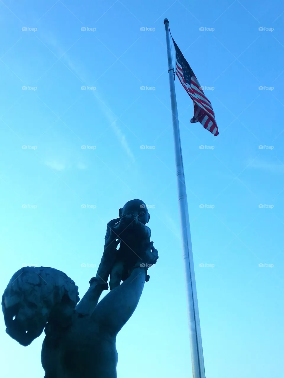 People, Action, Sky, Flagpole, Flag