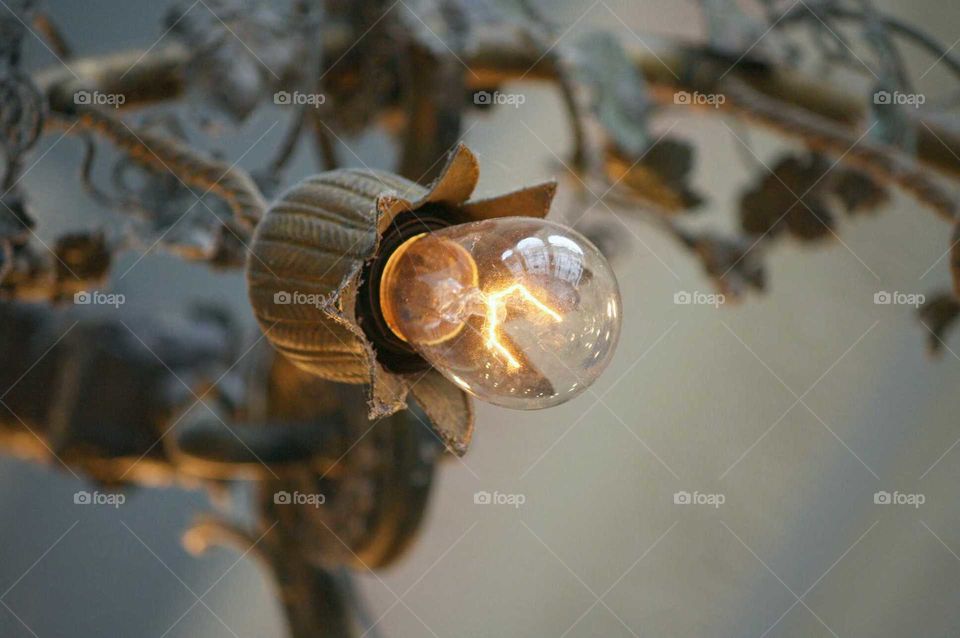 light bulb in a vintage lamp