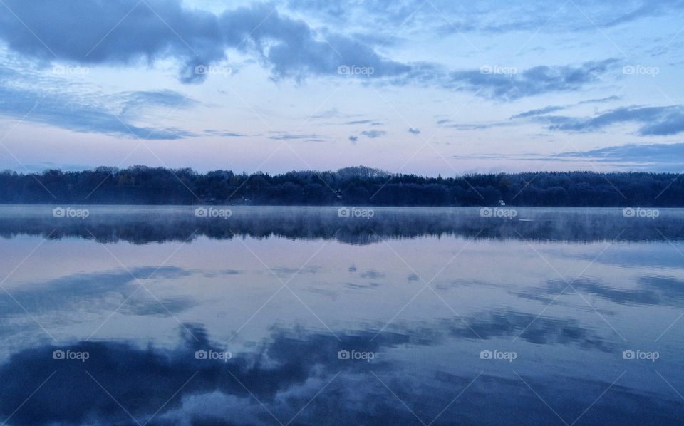 foggy morning at the lake