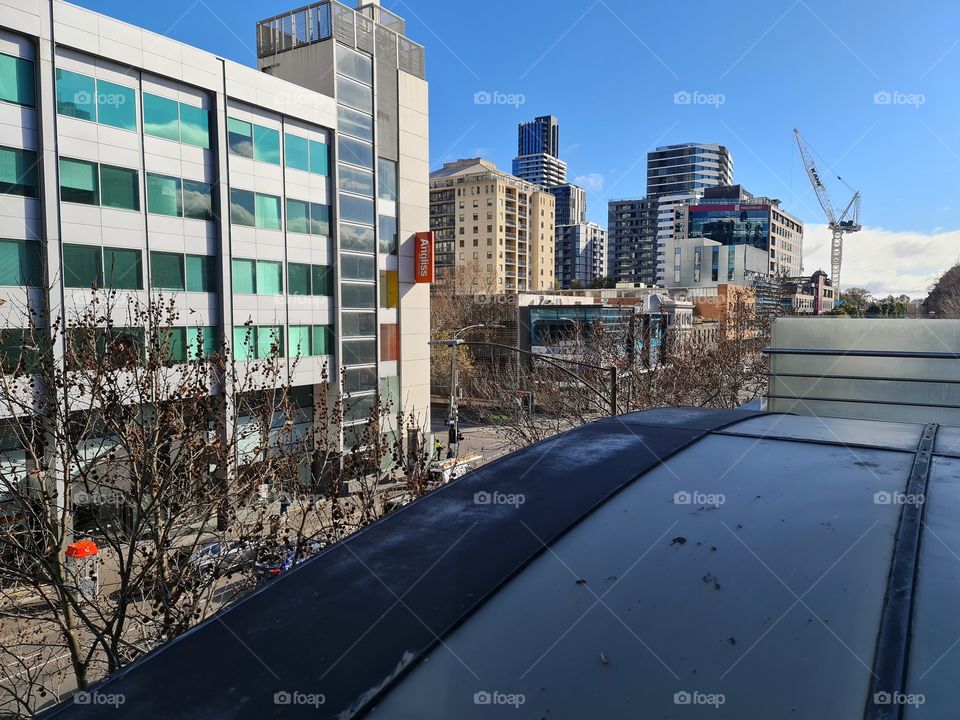 Melbourne CBD shot of King St 2 levels in the sky