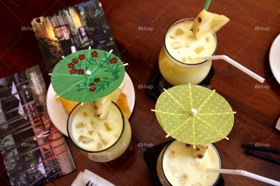 Enjoying a break cocktail during a hot day in Vietnam 