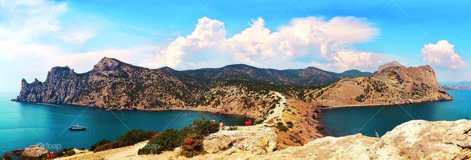 Beautiful panoramic view of a peninsula in Crimea 