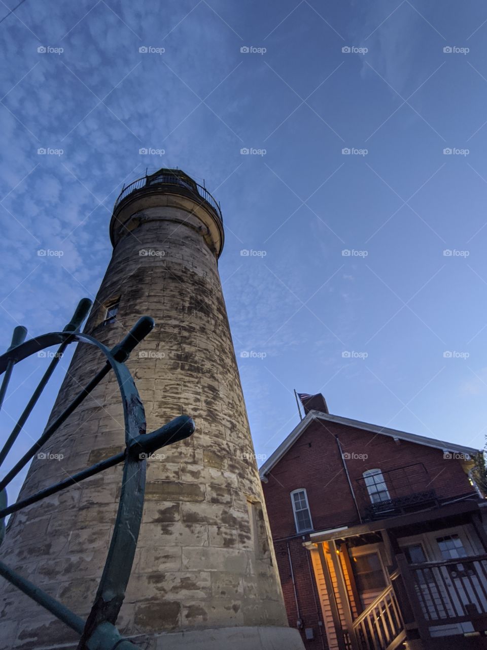 Grand River Lighthouse in Fairport Harbor, Ohio on Lake Erie