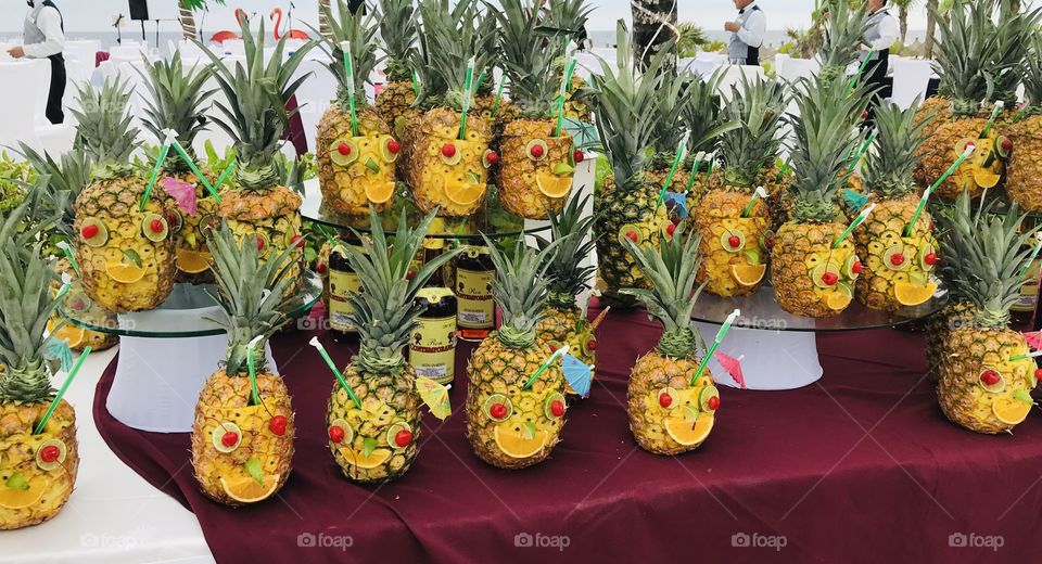 Pineapple party, beach party of the pineapples