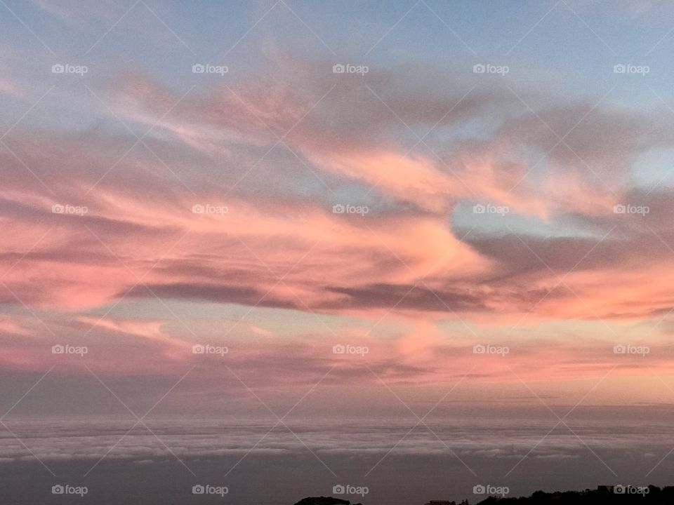 Gorgeous clouds at sunset in Malibu mountains California
