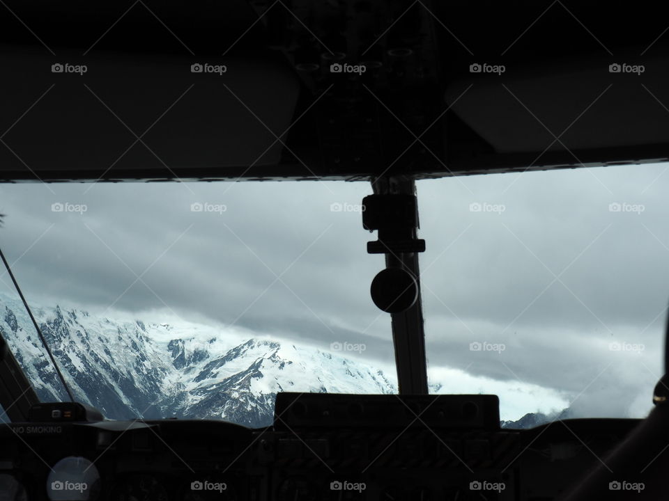 Mountains from a cockpit 