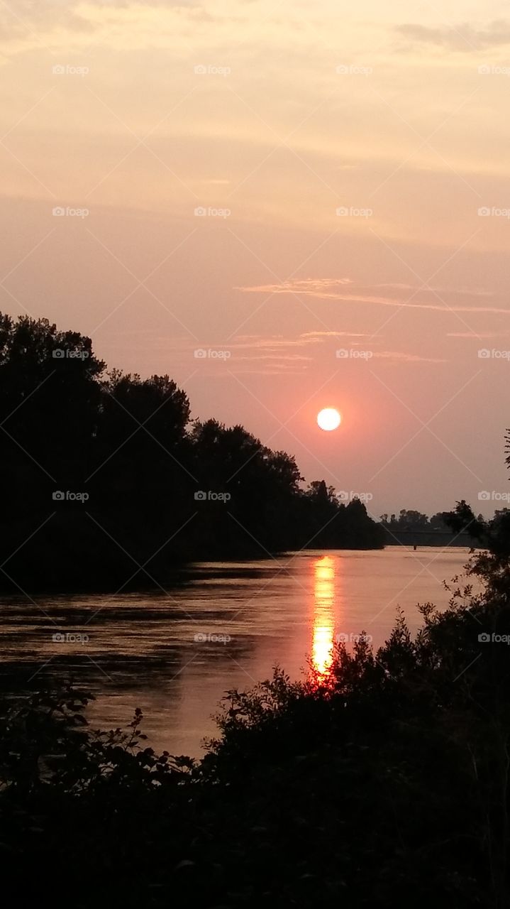 sun Setting on the Willamette River