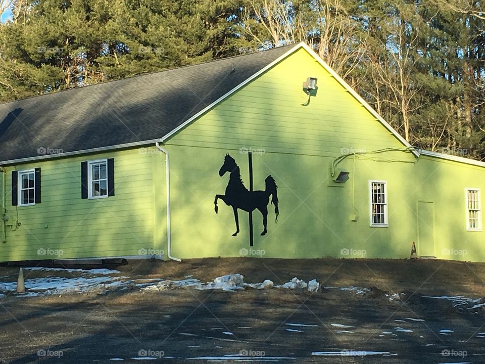 Color picture of carousel horse silhouette 