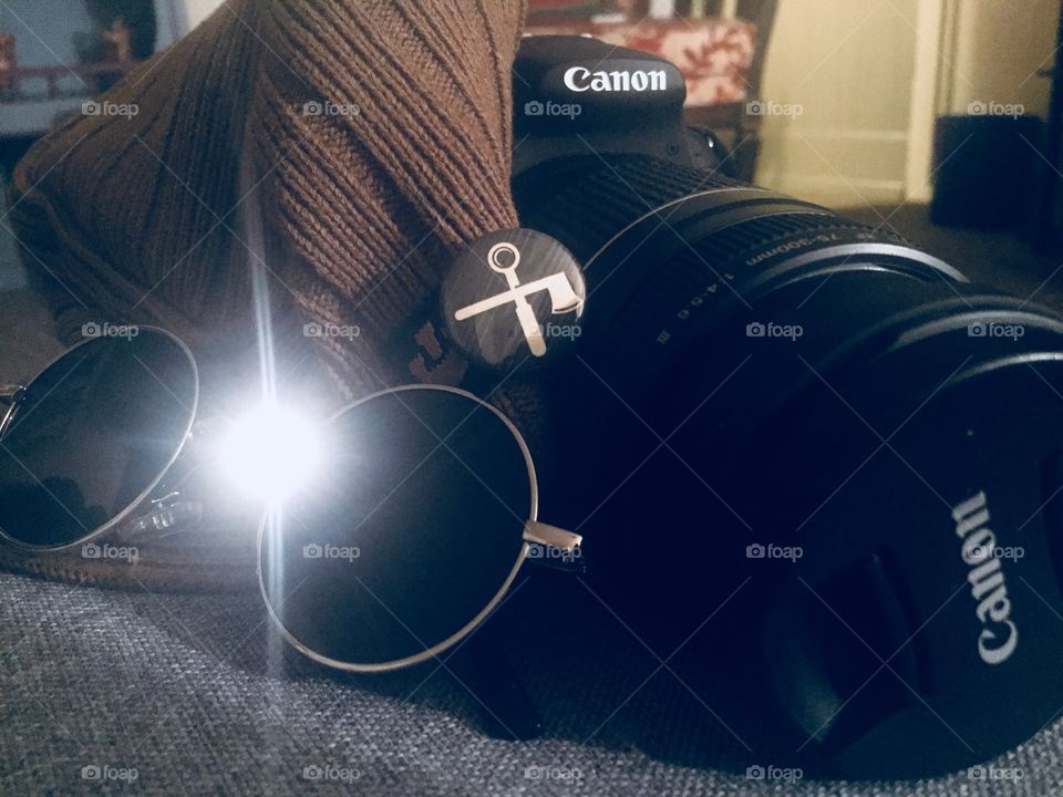 Camera glasses and coffee
