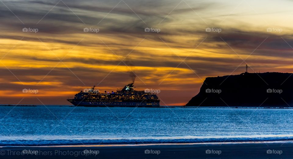 Cruise ship sunset
