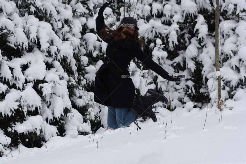 snow winter woman fun by melisrush