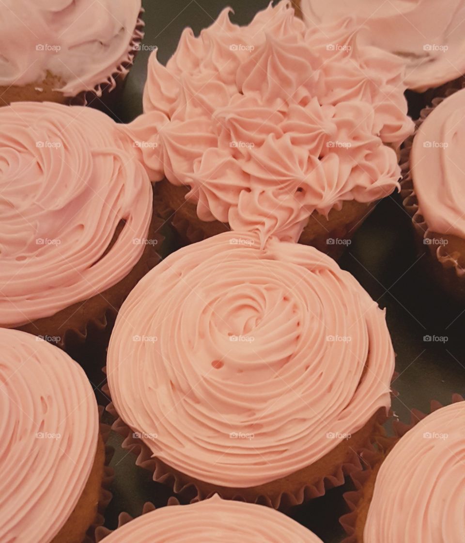 walnut flavor cupcakes filled with strawberry cream cheese