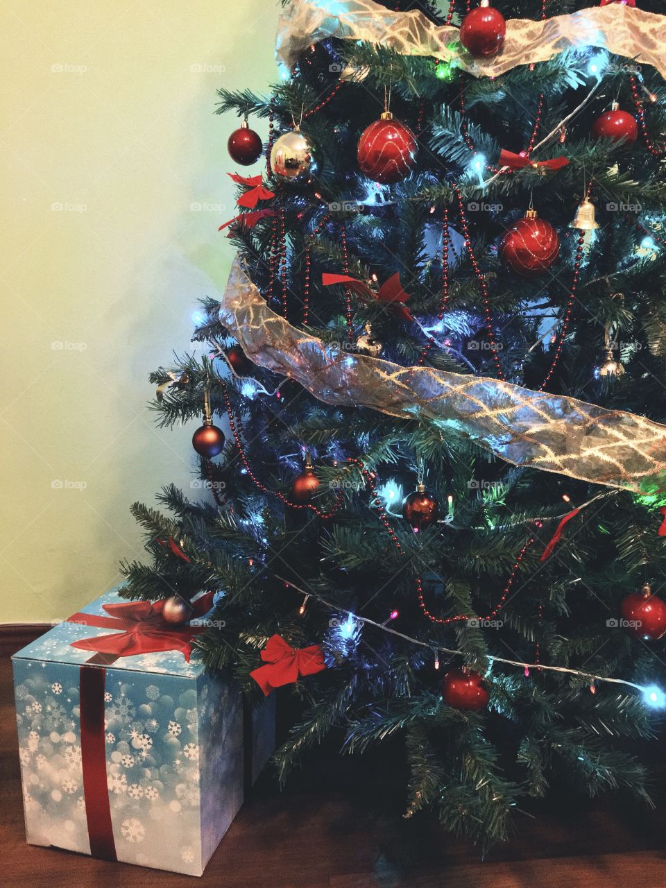 Christmas tree and present