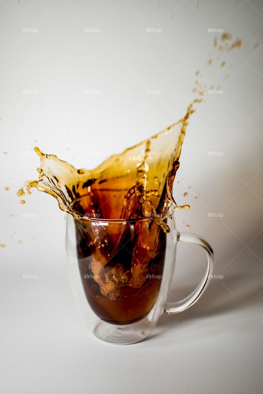 Practicing splash on coffee photography. Pretty messy but pretty fun!