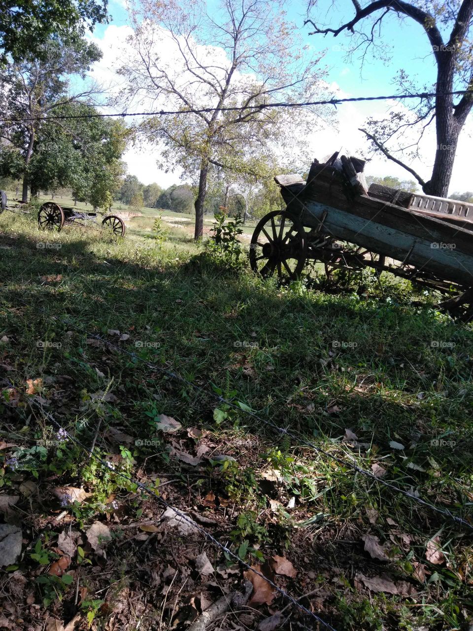 Old wagon and parts.