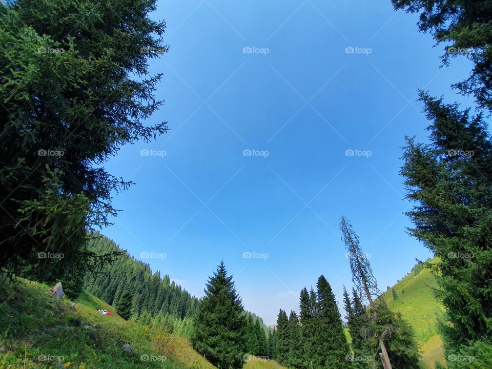 mountains and deep blue sky
