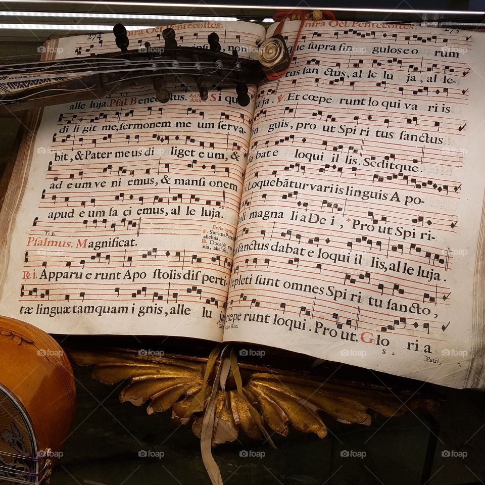 original music score in a church in Venice