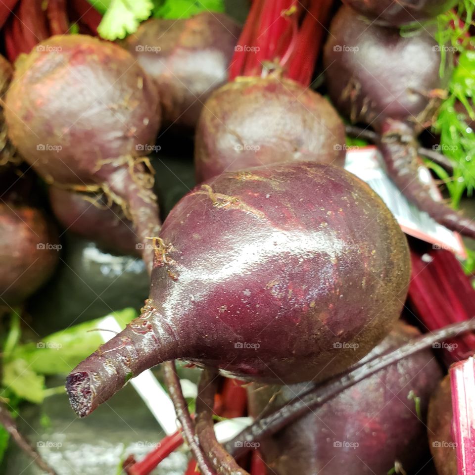 Fine details of texture on big red beats close up